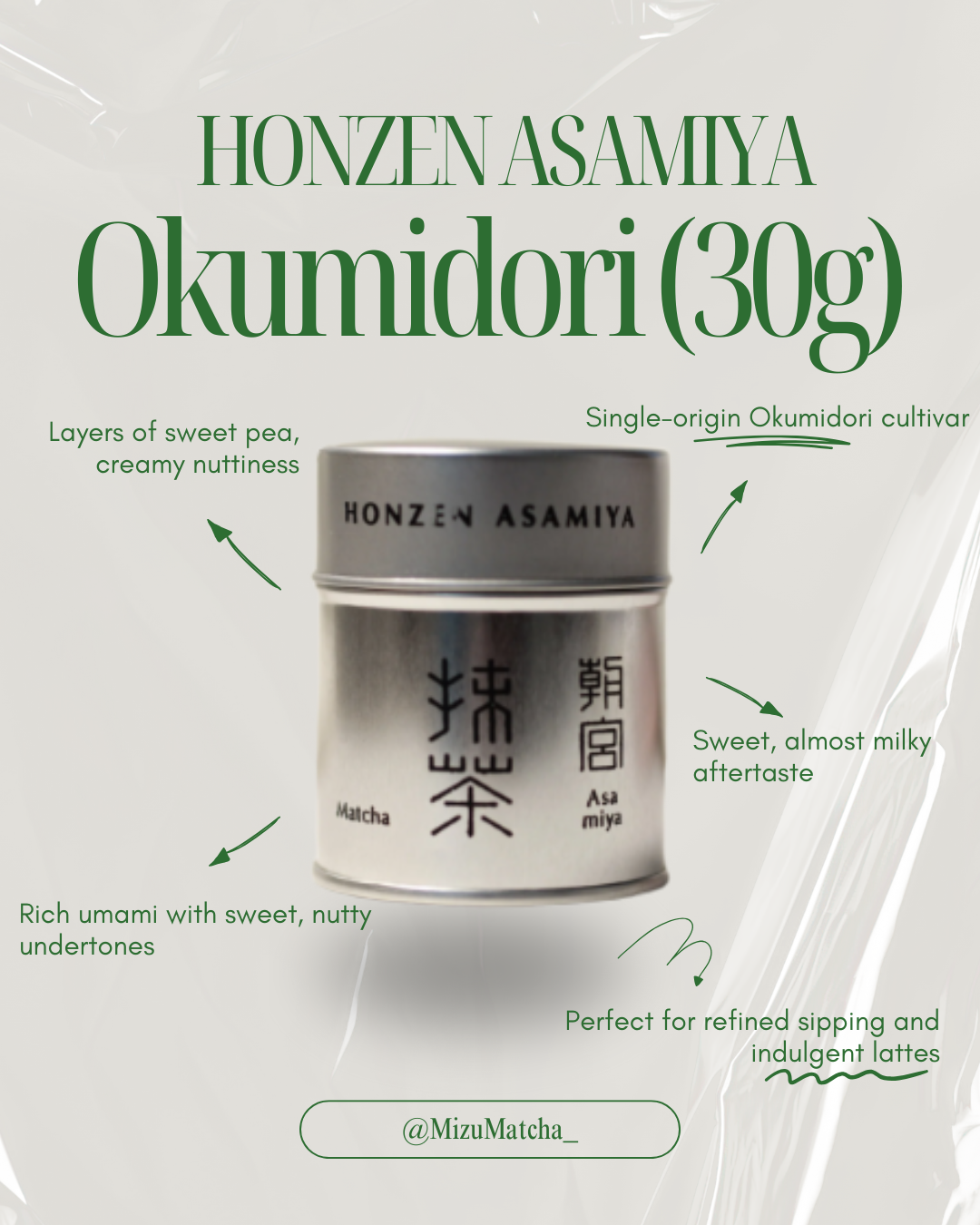 Matcha Okumidori | Honzen Asamiya | 30g Tin