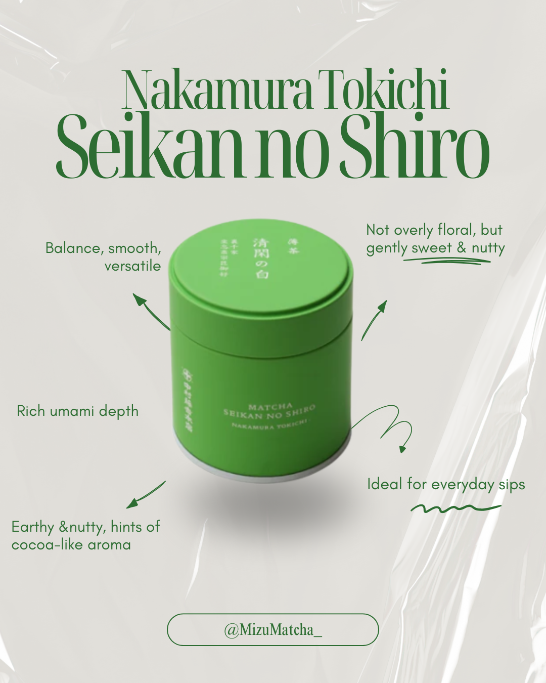 Matcha Seikan-no-Shiro | Nakamura Tokichi | 30g Tin