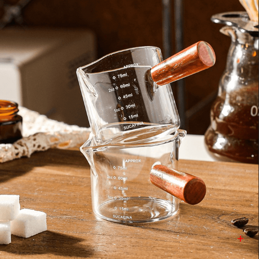 Clear Glass Measuring Cup with Wooden Handle (100ml)