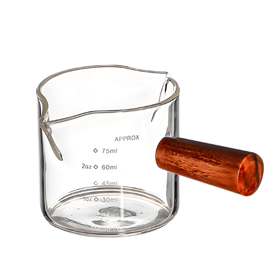 Clear Glass Measuring Cup with Wooden Handle (100ml)
